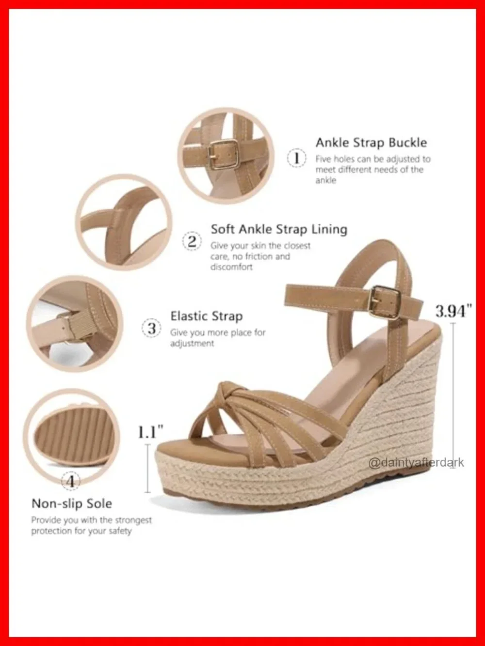 Women's Open Toe Espadrilles Wedge Sandals